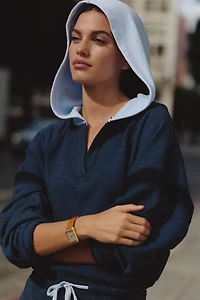 Sundry Placket Hooded Sweatshirt