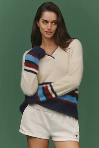 Sundry Stripe Border V-Neck Sweater