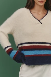 Sundry Stripe Border V-Neck Sweater