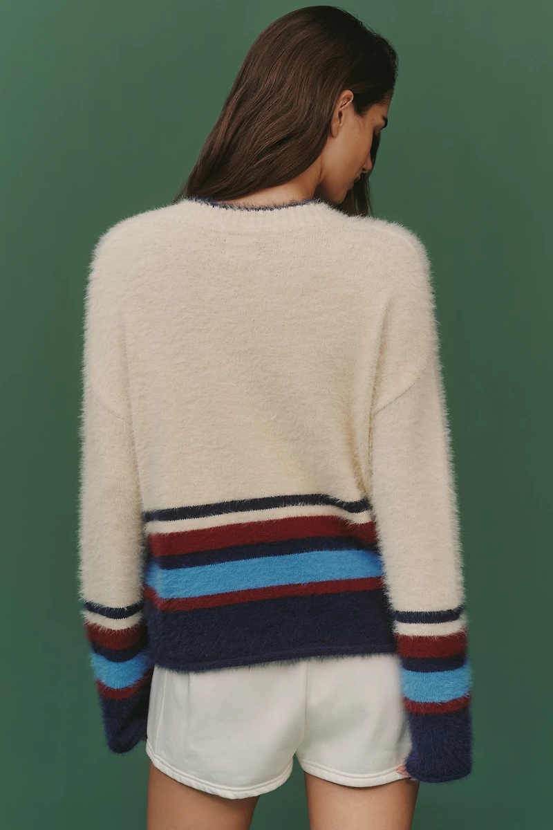 Sundry Stripe Border V-Neck Sweater