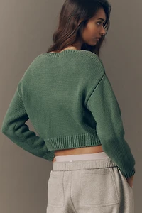 Sundry Long-Sleeve Boat-Neck Top