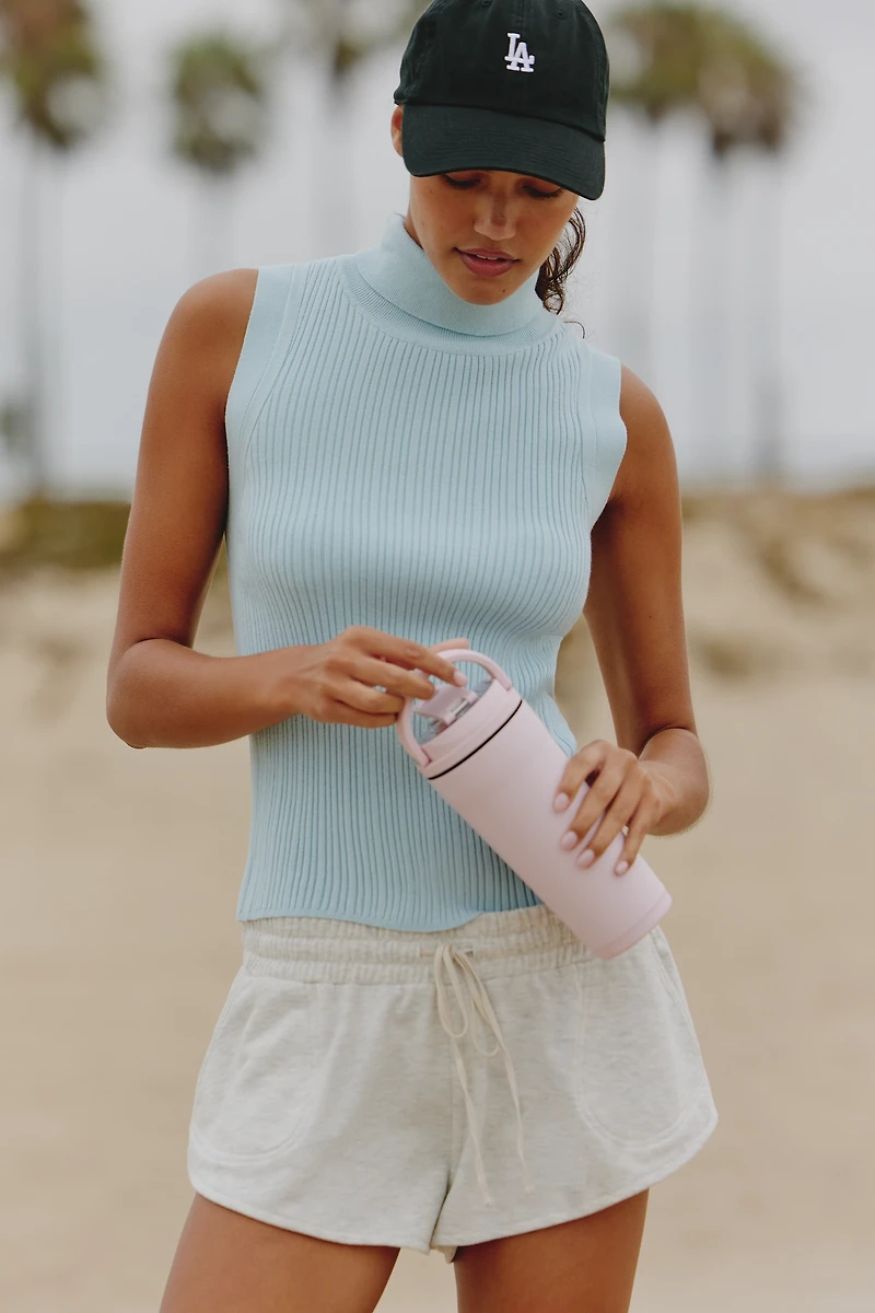 Varley Anastasia Ribbed Knit Mock-Neck Top