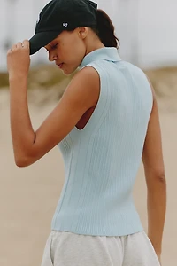 Varley Anastasia Ribbed Knit Mock-Neck Top