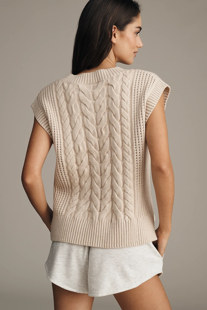Varley Pixie Relaxed Cable-Knit Sweater Vest