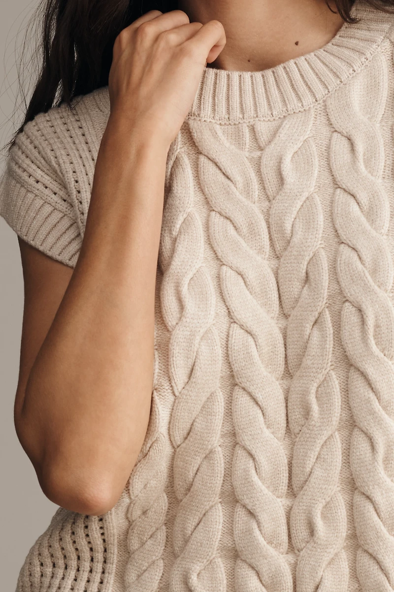 Varley Pixie Relaxed Cable-Knit Sweater Vest