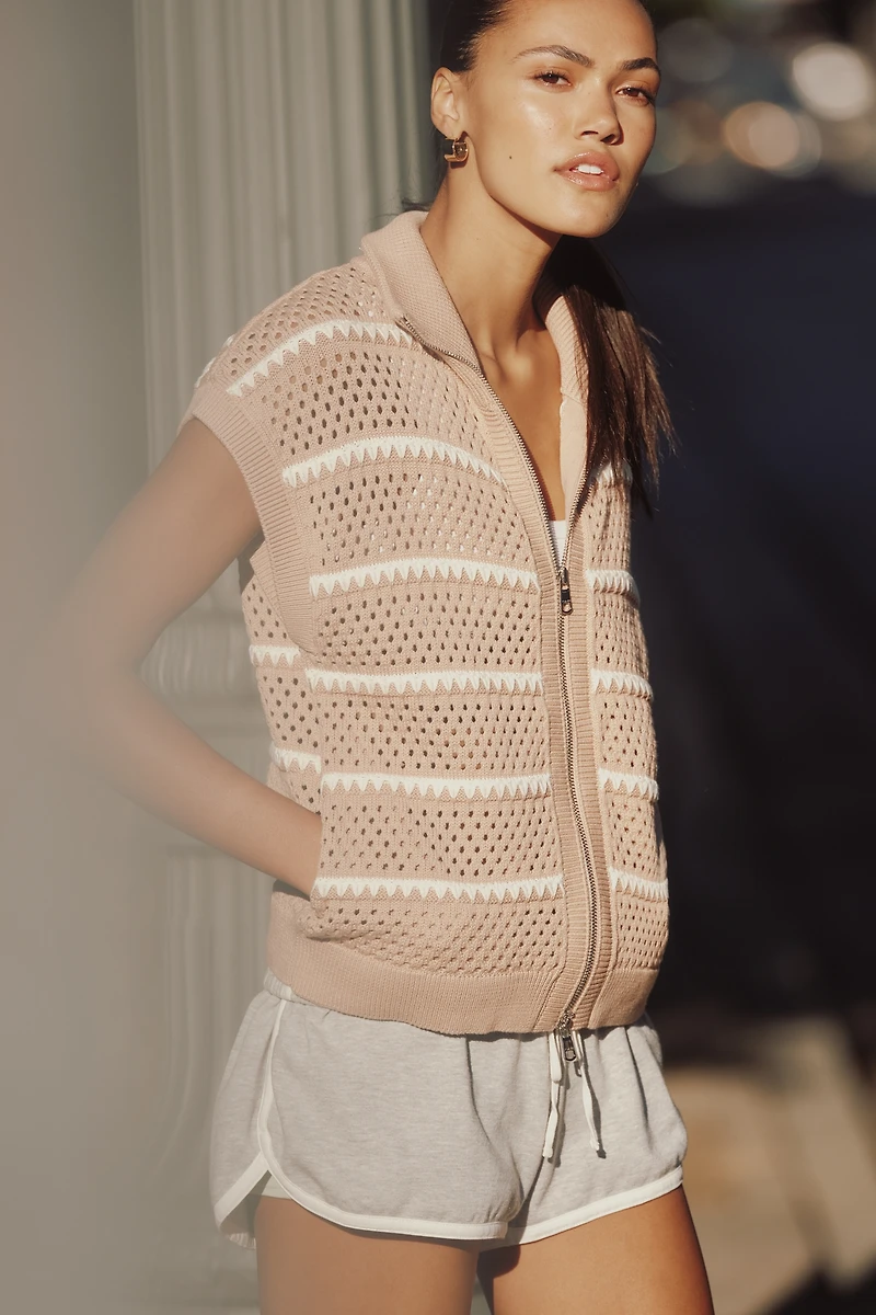 Varley Haney Short-Sleeve Zip-Front Cardigan