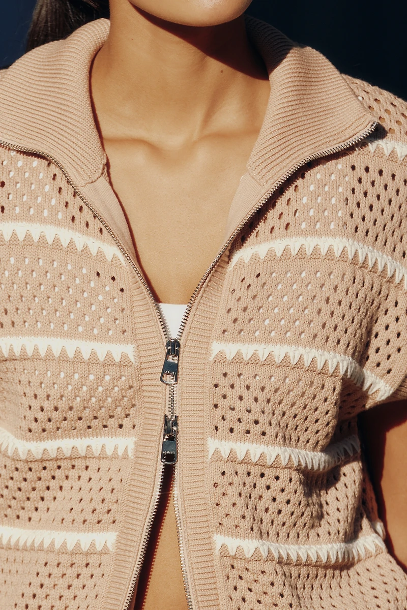 Varley Haney Short-Sleeve Zip-Front Cardigan