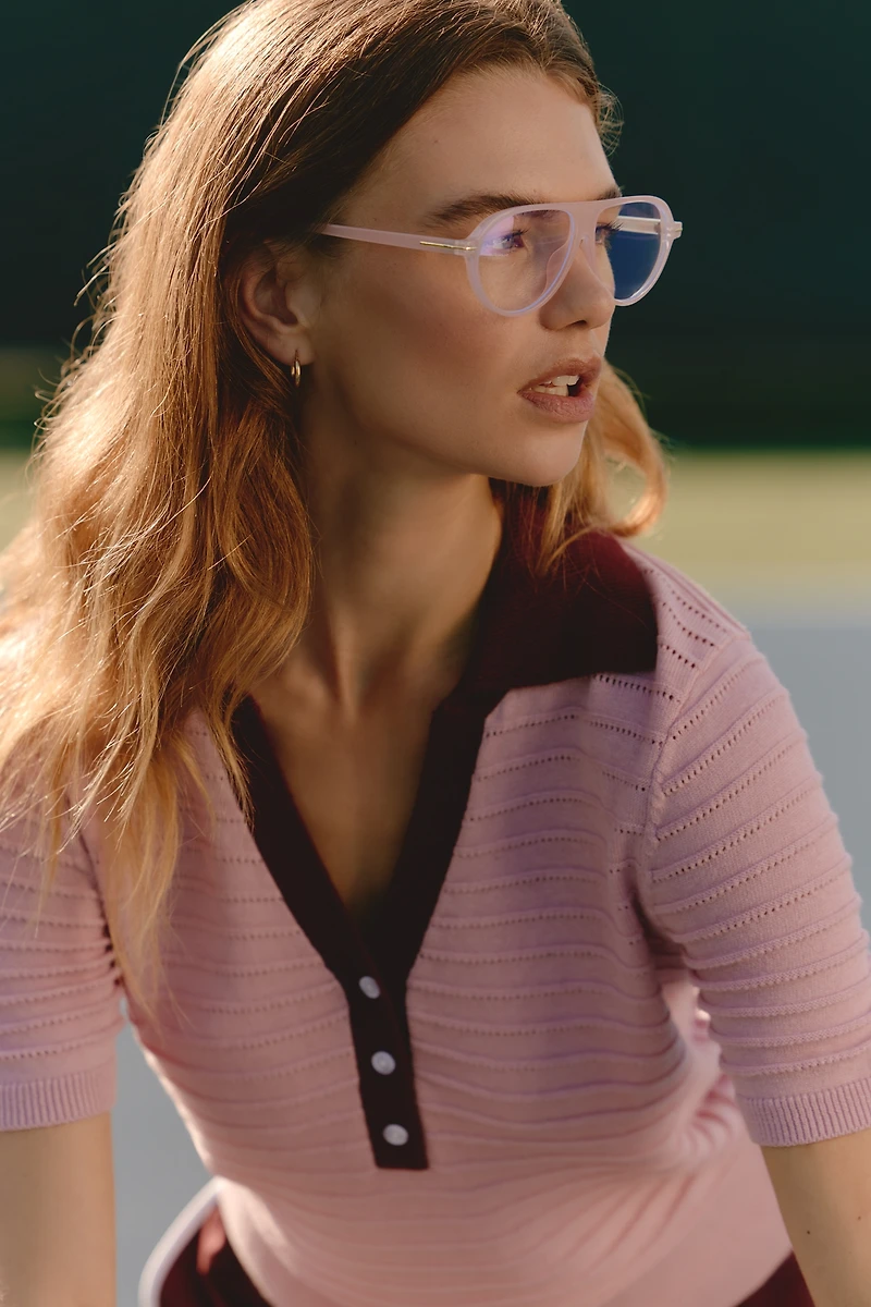 Varley Wren Short-Sleeve Knit Polo Pullover