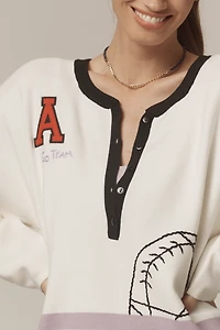 Daily Practice Go Team Embroidered Henley Top