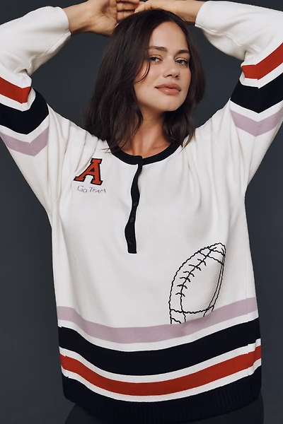 Daily Practice Go Team Embroidered Henley Top