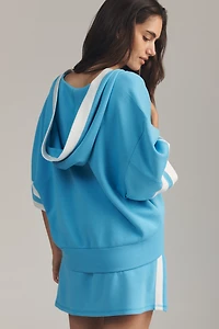 Daily Practice V-Neck Half-Sleeve Hooded Sweatshirt