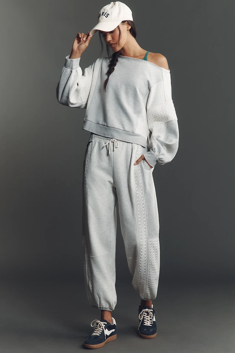 Daily Practice Crew-Neck Lace Panel Sweatshirt