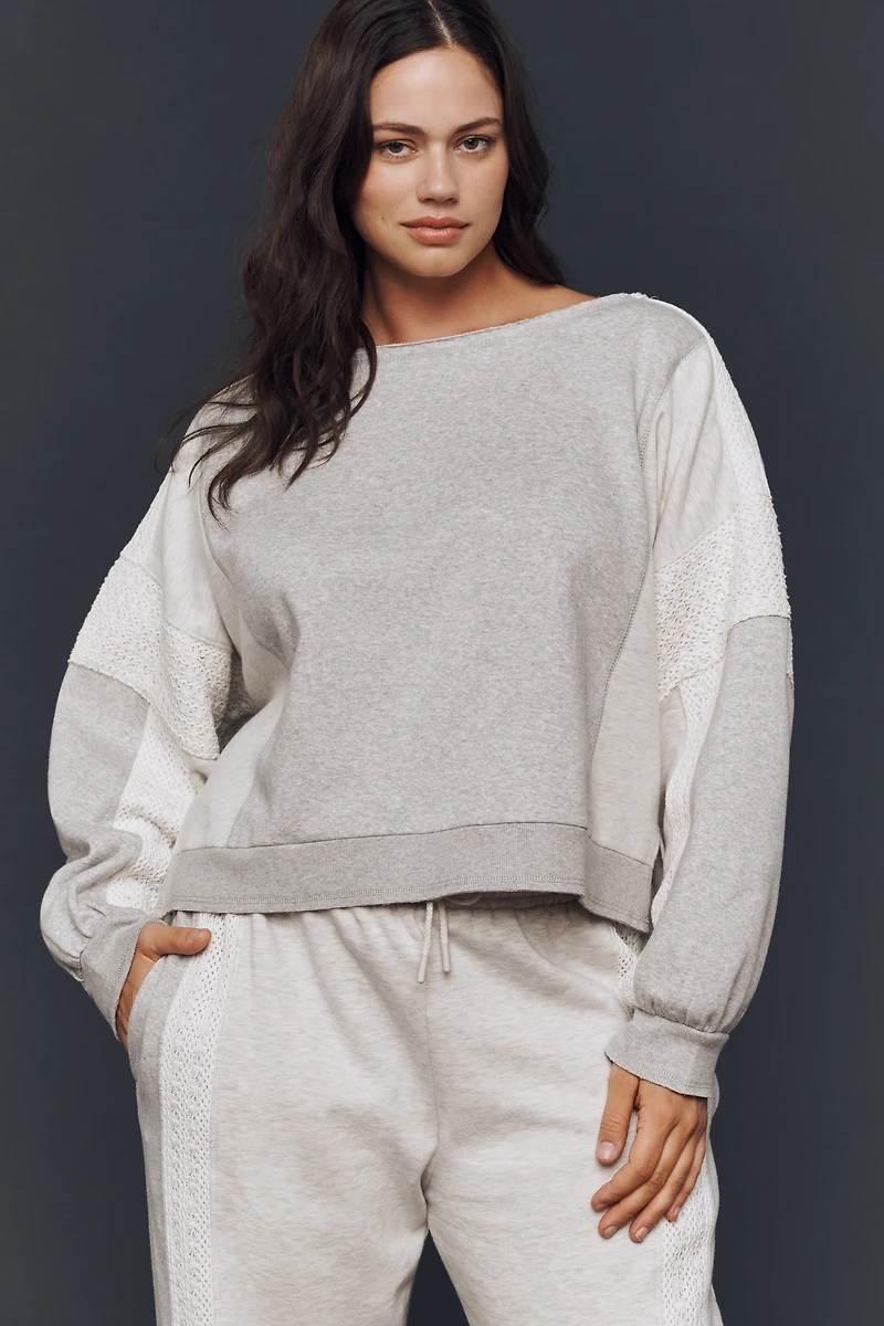 Daily Practice Crew-Neck Lace Panel Sweatshirt