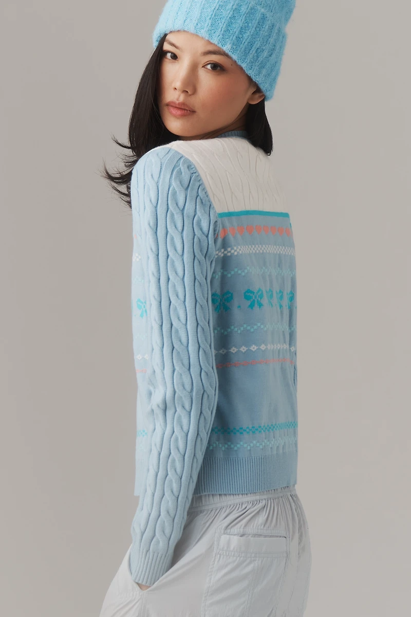 Beach Riot Ally Bow Crewneck Cardigan Sweater
