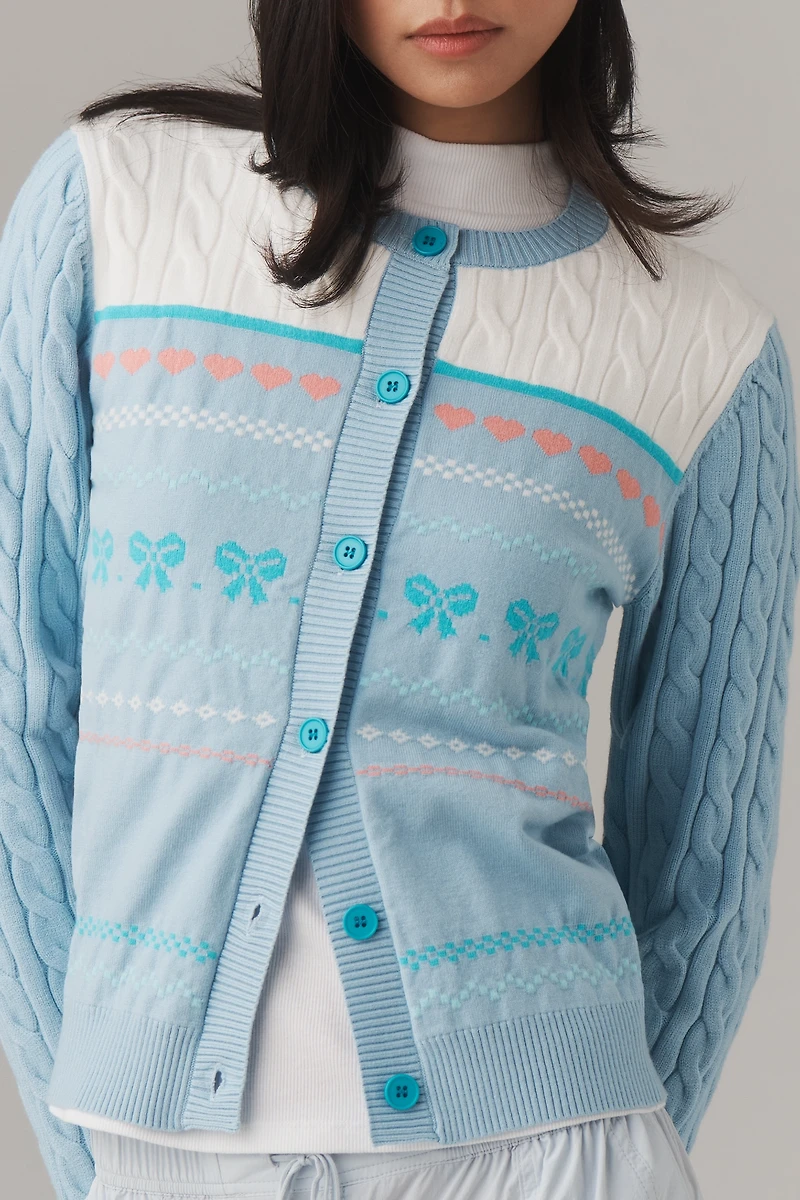 Beach Riot Ally Bow Crewneck Cardigan Sweater