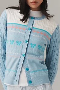 Beach Riot Ally Bow Crewneck Cardigan Sweater