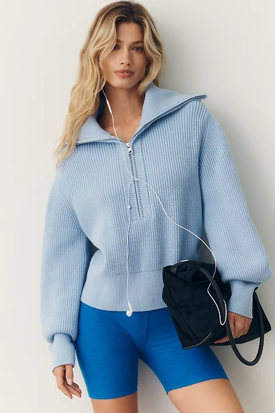 Varley Maura Half-Zip Rib Knit Sweater