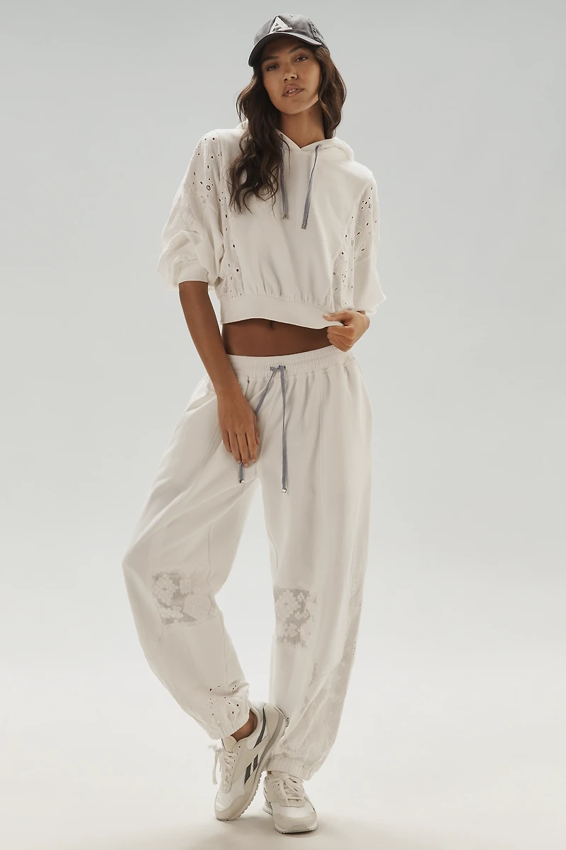 Daily Practice Rhythmic Lace Mesh Hooded Sweatshirt