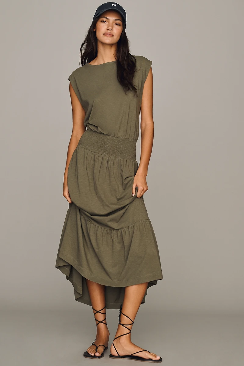 Nation Los Angeles Evonne Short-Sleeve Cotton Midi Dress