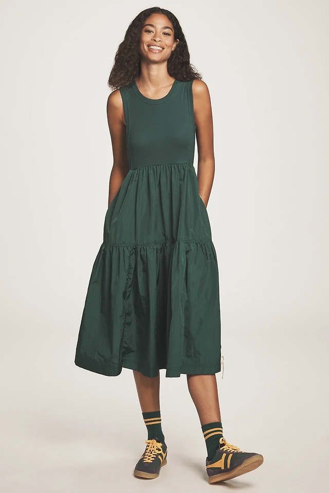 the bowline tiered midi dress by daily practice Daily Practice Bowline Sleeveless Midi Dress at MarketFair Shoppes in  Princeton, NJ