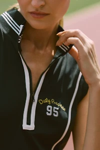 Daily Practice Quarter-Zip Drop-Waist Mini Dress