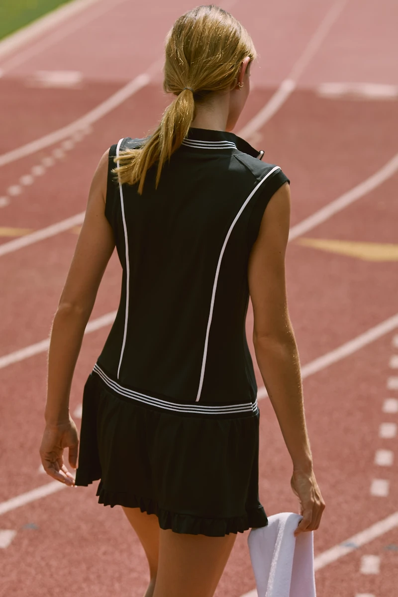 Daily Practice Quarter-Zip Drop-Waist Mini Dress
