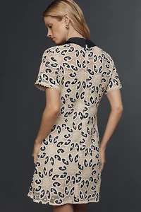 English Factory Short-Sleeve Crochet Mini Dress