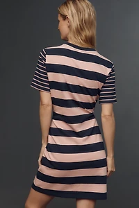 English Factory Short-Sleeve Contrast Striped Mini Dress