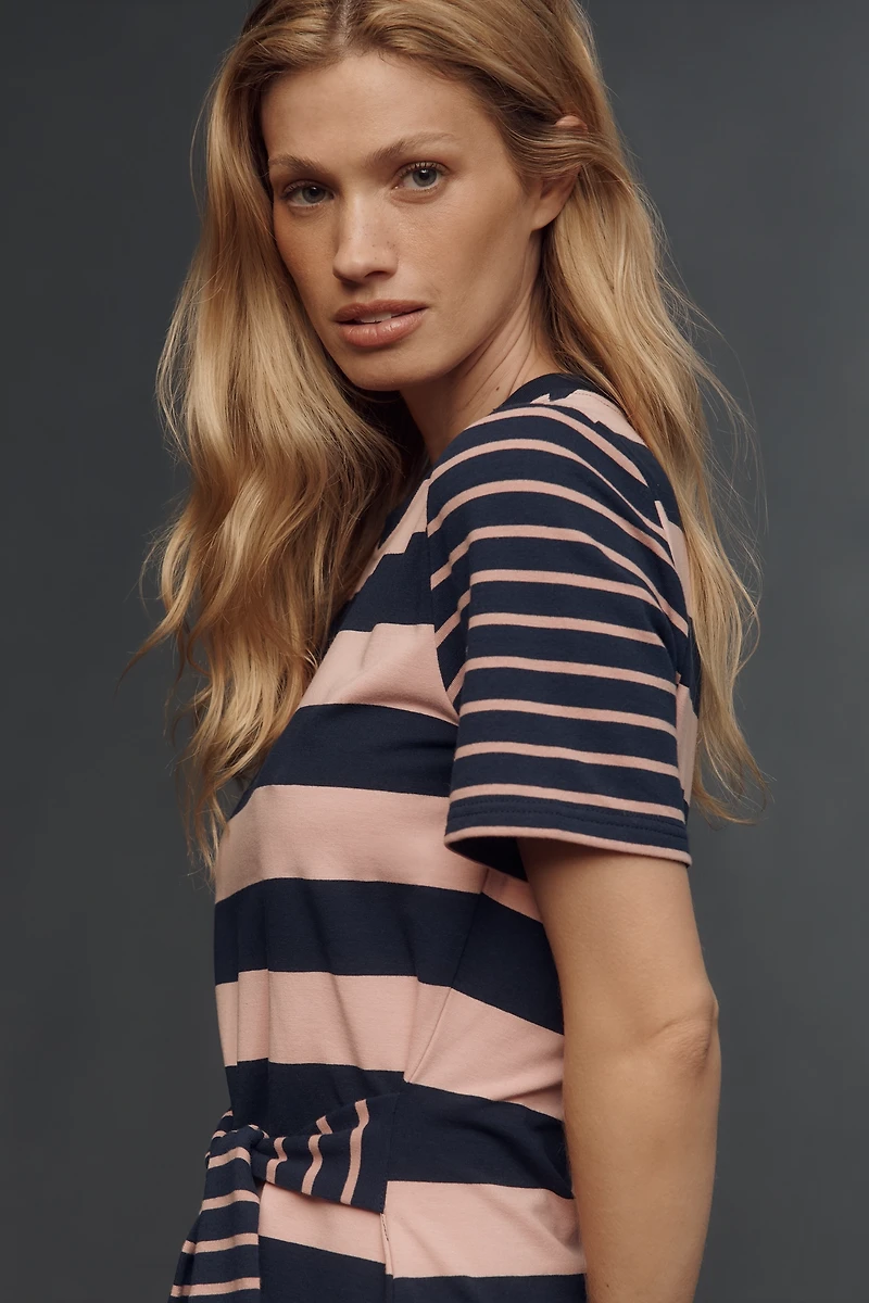 English Factory Short-Sleeve Contrast Striped Mini Dress