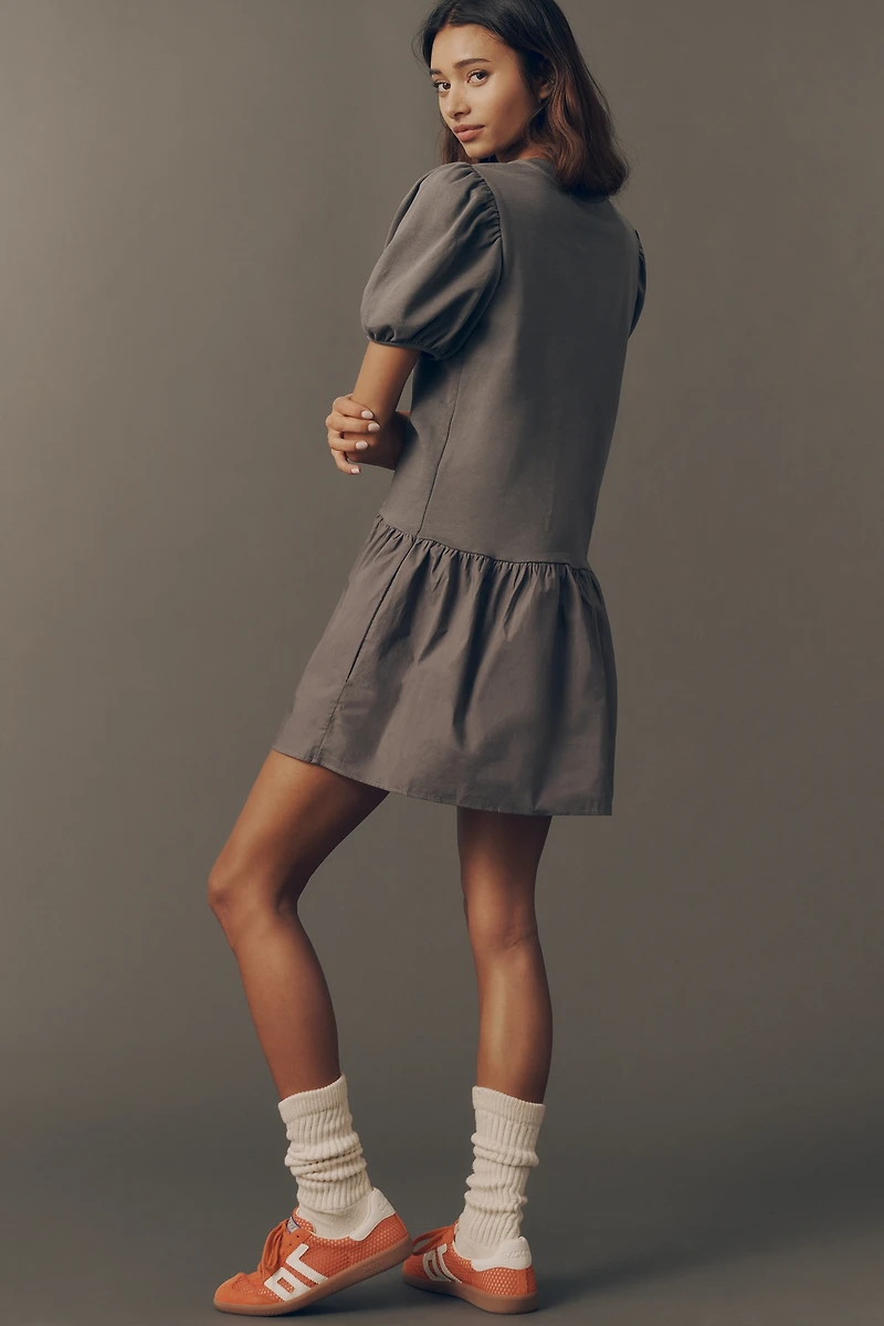 English Factory Puff-Sleeve Mini Swing Dress