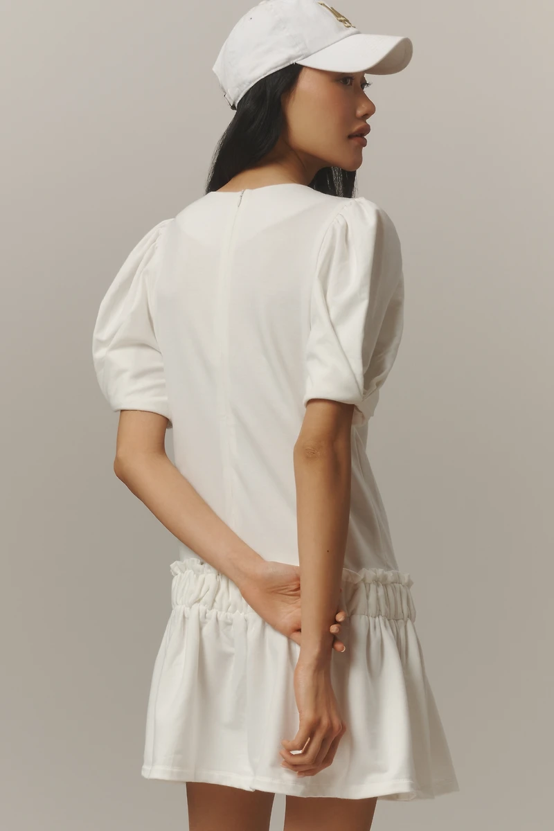 English Factory Tiered Puff-Sleeve Mini Dress