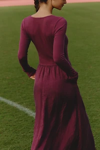 Sundry Long-Sleeve Mixed Rib Maxi Dress