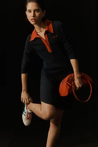 Sundry Long-Sleeve Cotton Polo Dress