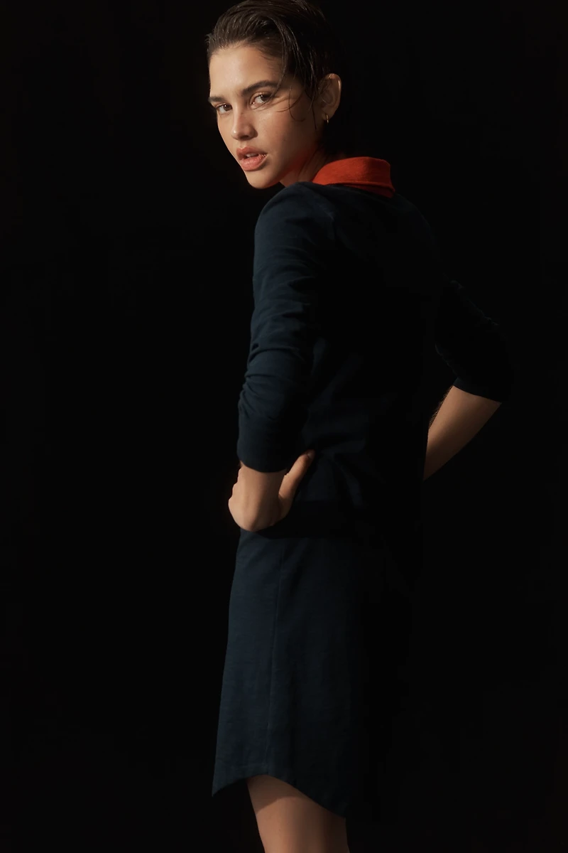 Sundry Long-Sleeve Cotton Polo Dress