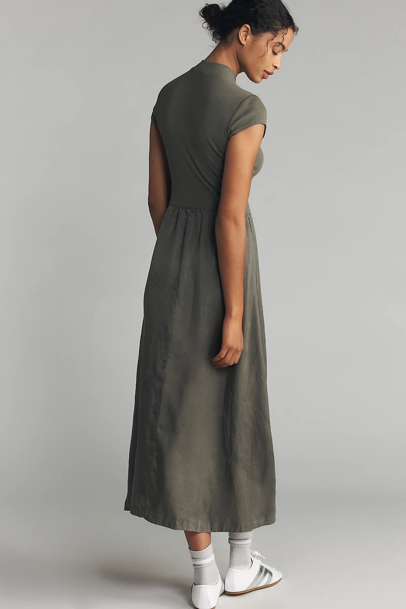 Sundry Cap-Sleeve Twofer Midi Dress