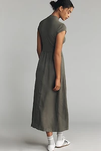 Sundry Cap-Sleeve Twofer Midi Dress