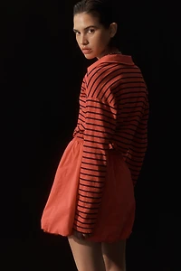 Sundry Twofer Polo Bubble-Hem Mini Dress