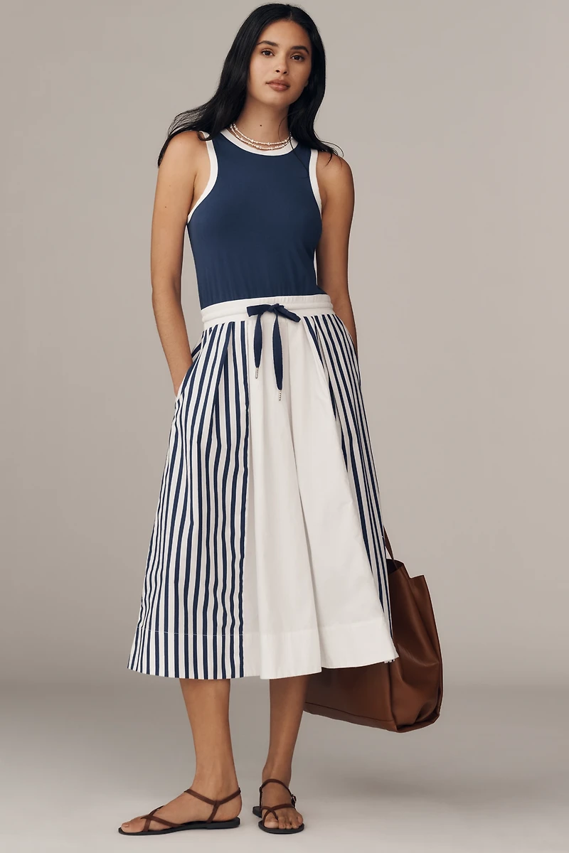 Daily Practice Drawstring Twofer Midi Dress