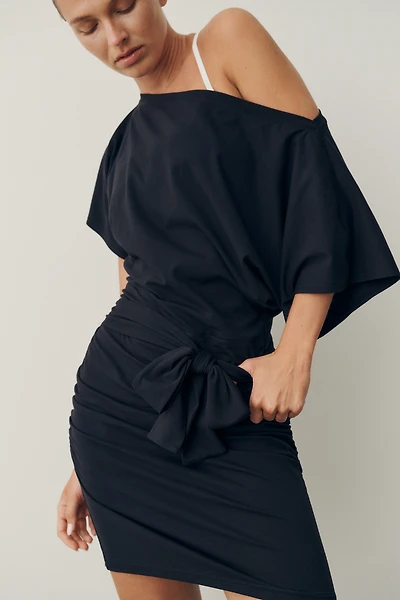 Daily Practice Off-Shoulder Waisted Mini Dress