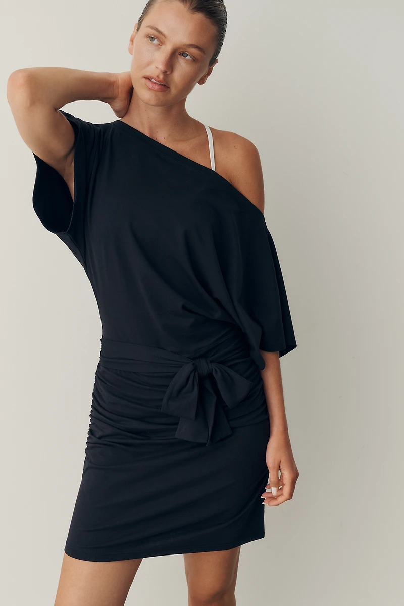 Daily Practice Off-Shoulder Waisted Mini Dress
