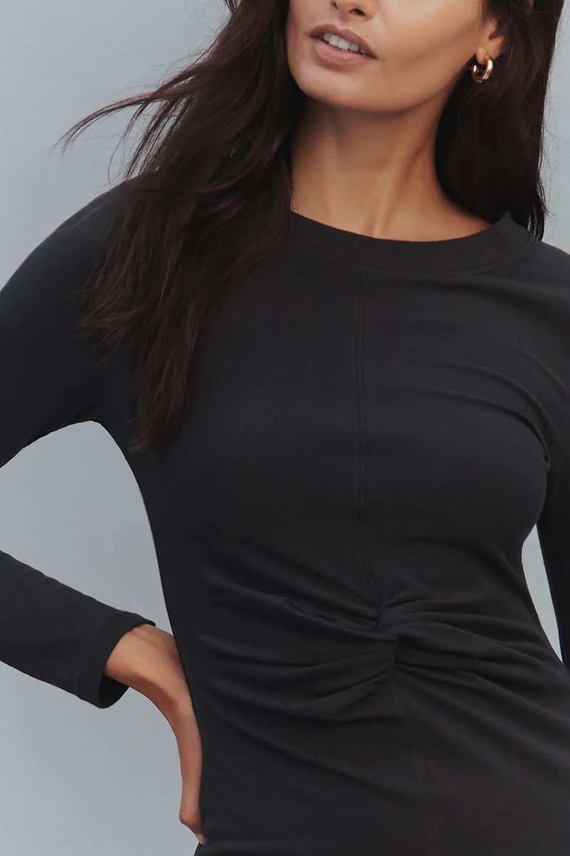 Daily Practice Long-Sleeve Gathered Mini Dress