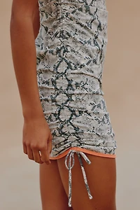 Daily Practice High-Neck Snake Print Ruched Mini Dress