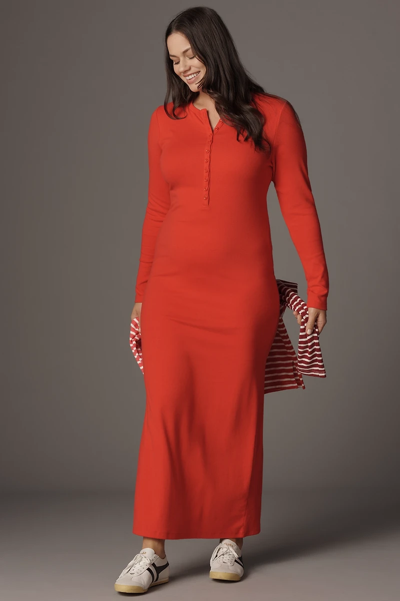 Daily Practice Long-Sleeve Ribbed Maxi Dress