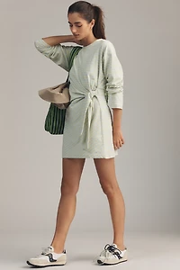 Daily Practice Striped Long-Sleeve Wrap Mini Dress