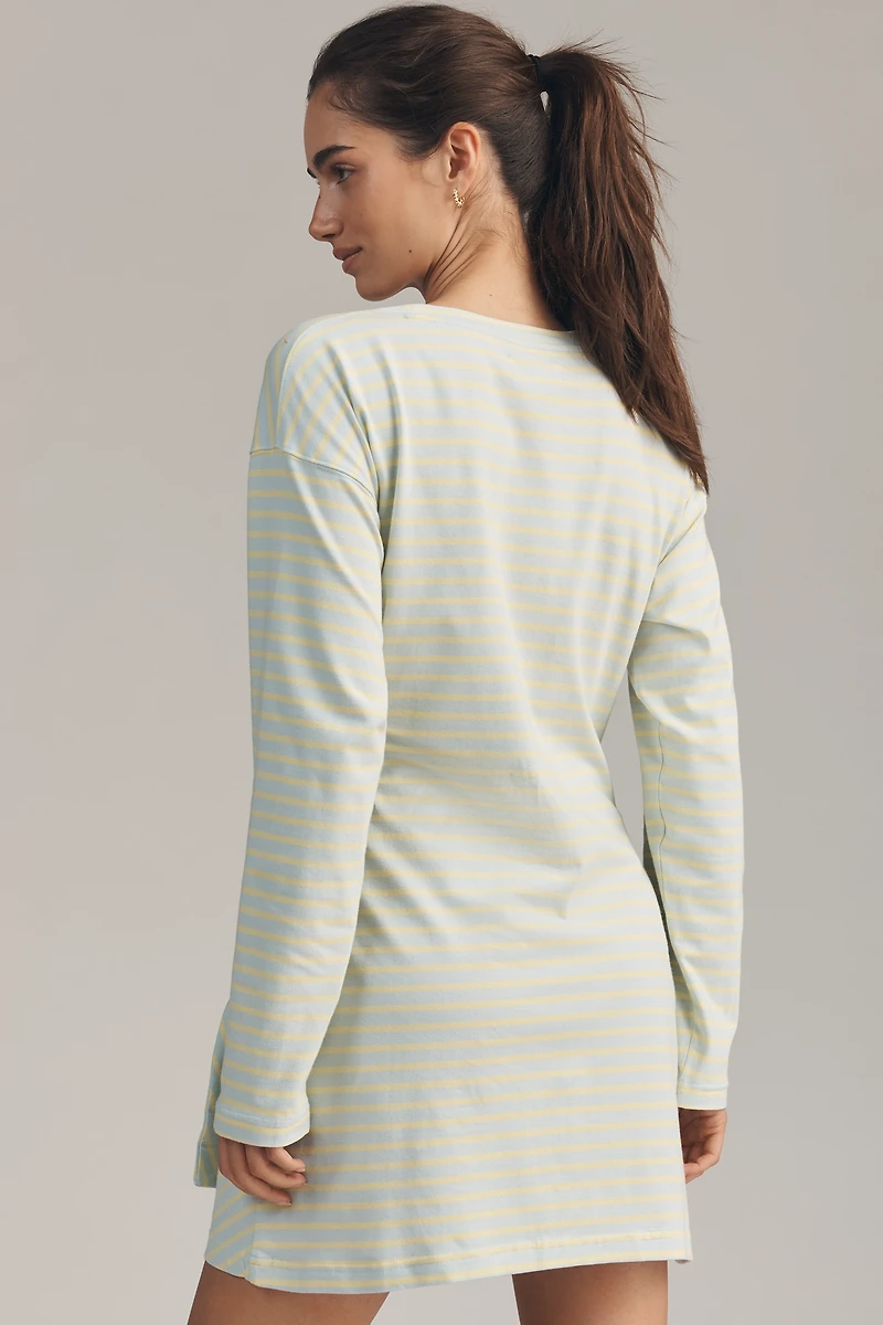 Daily Practice Striped Long-Sleeve Wrap Mini Dress