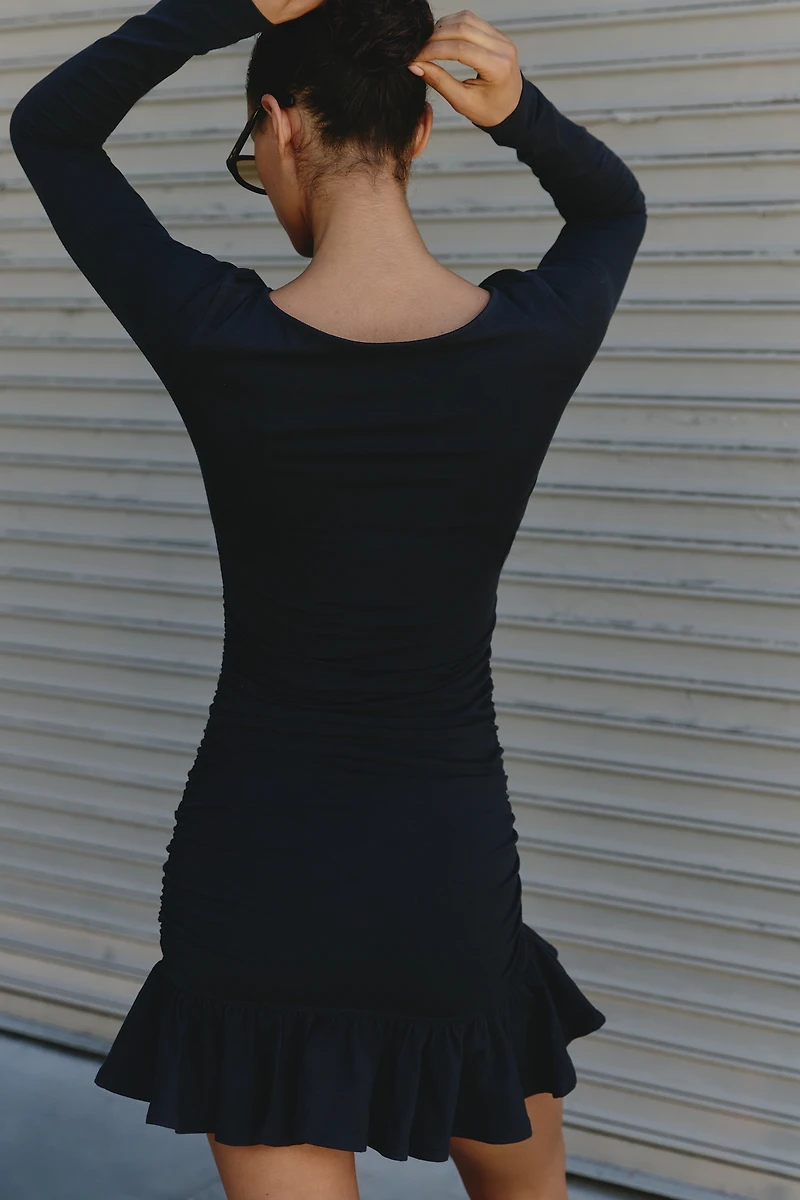 Daily Practice Drop-Waist Long-Sleeve Mini Dress