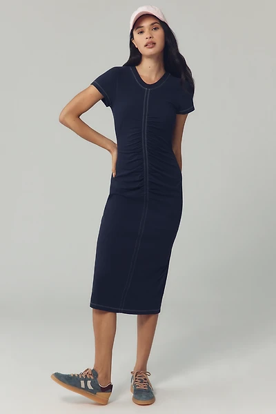 Daily Practice Short-Sleeve Gathered Midi Dress