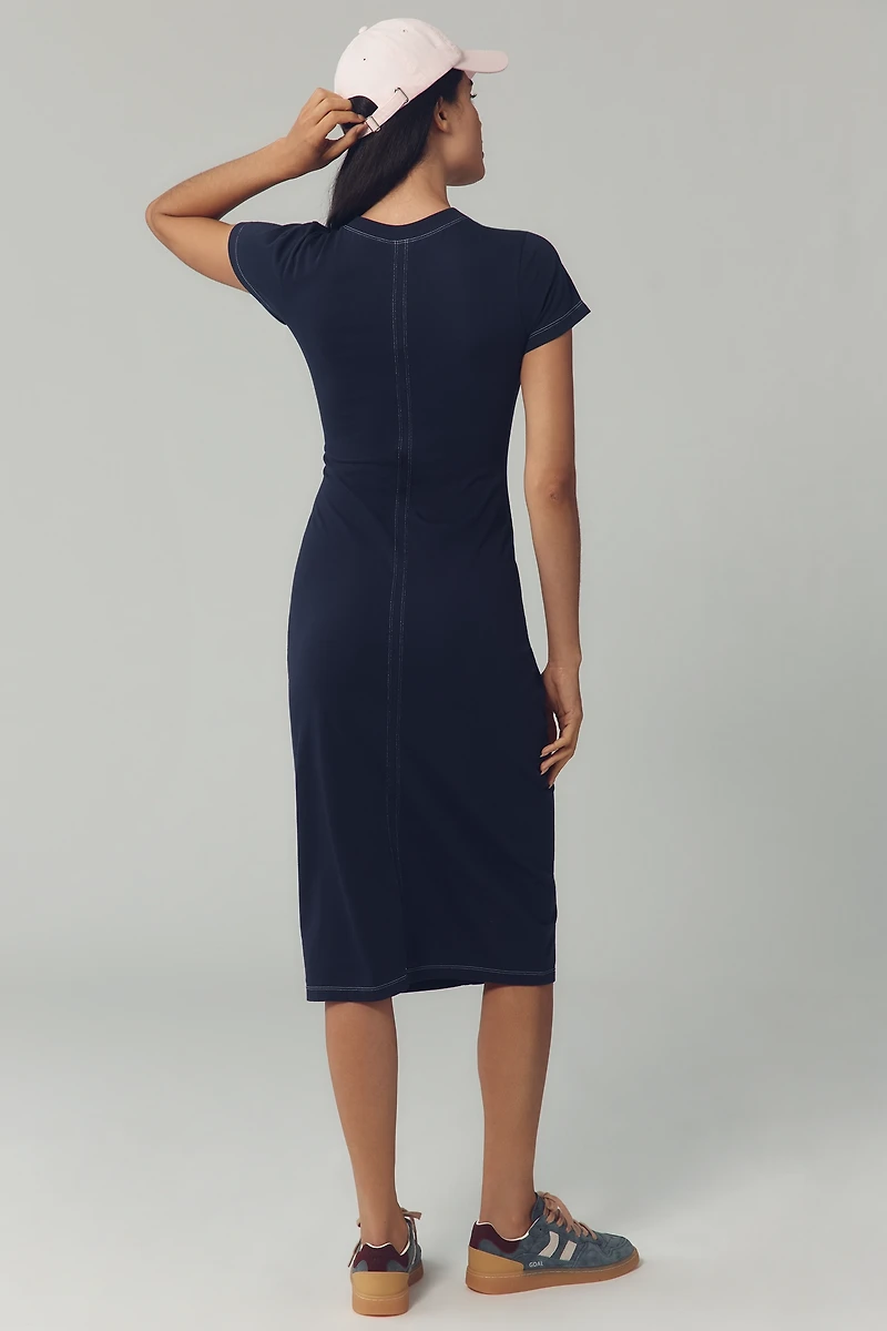 Daily Practice Short-Sleeve Gathered Midi Dress