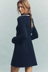 Daily Practice Long-Sleeve Polo Knit Mini Dress