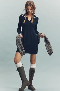Daily Practice Long-Sleeve Polo Knit Mini Dress
